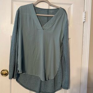 LOFT Layered V-Neck Long-Sleeve Top in Sage